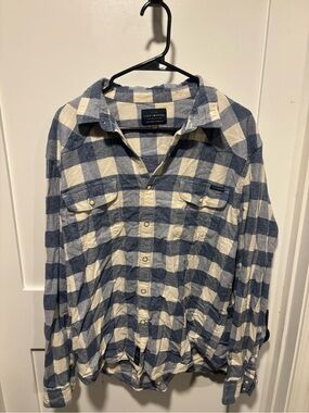 Lucky Brand Blue and Cream Buffalo Check Button-Down Shirt